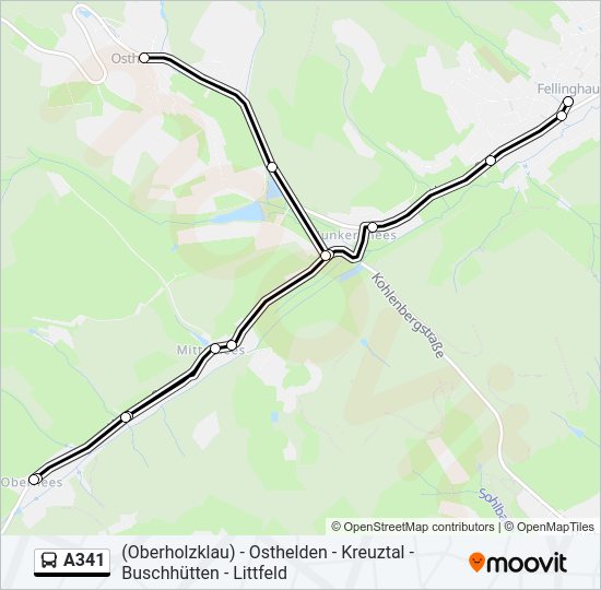 Автобус A341: карта маршрута
