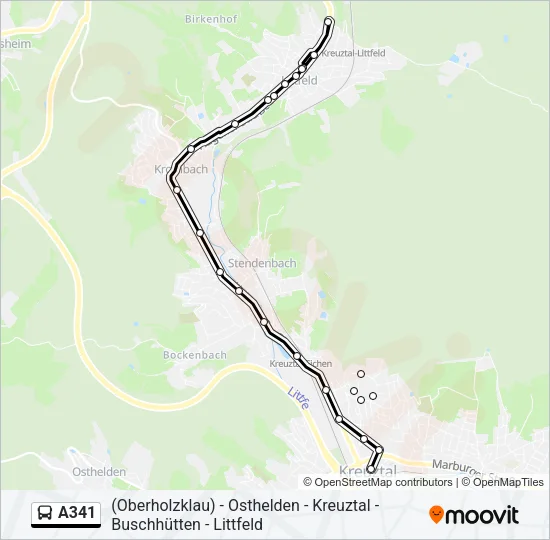 A341 Bus Line Map