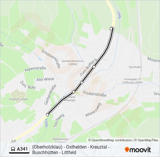 Buslinie A341 Karte