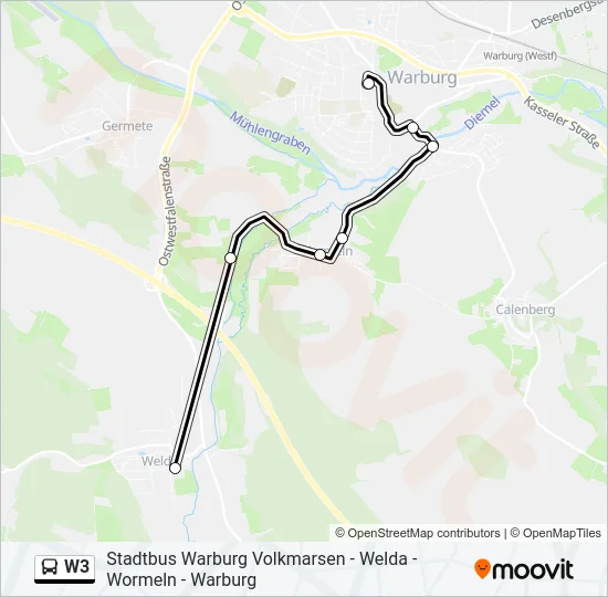 W3 Bus Line Map