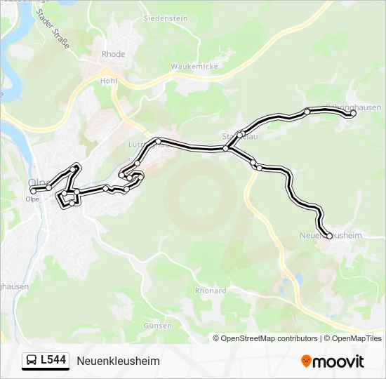 Автобус L544: карта маршрута
