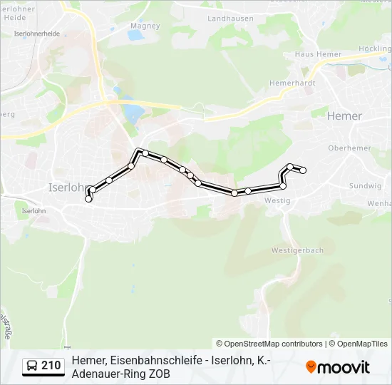 210 Bus Line Map