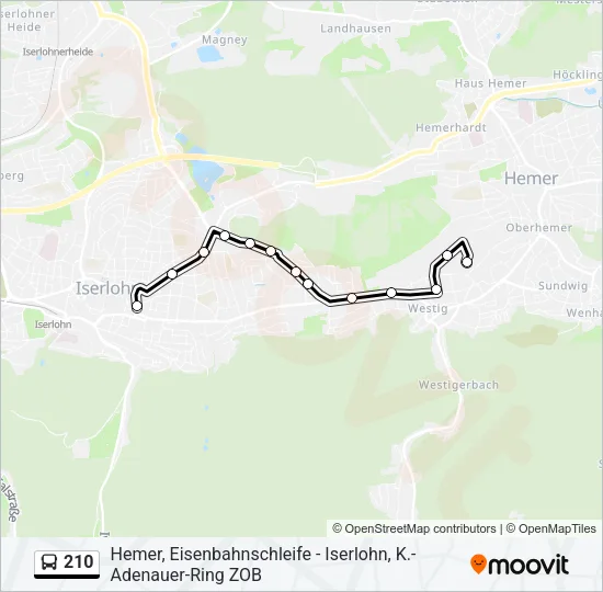 210 Bus Line Map