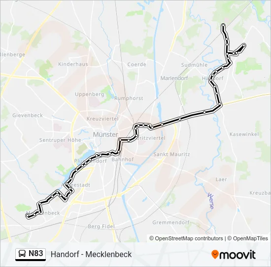 N83 Bus Line Map