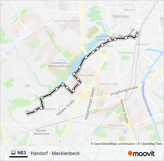 N83 Bus Line Map