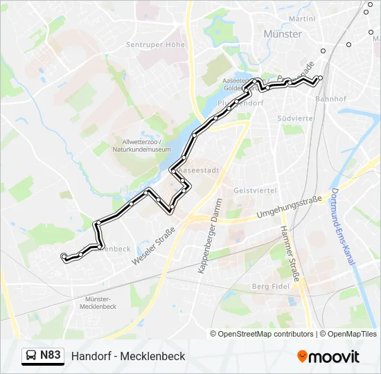 N83 Bus Line Map