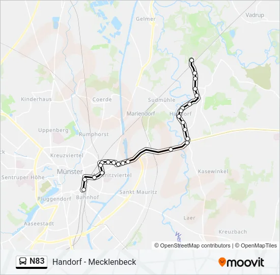N83 Bus Line Map