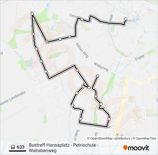 Автобус 633: карта маршрута