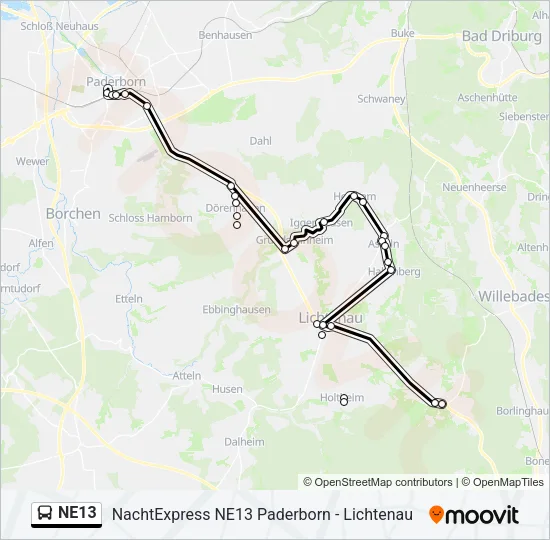 NE13 Bus Line Map