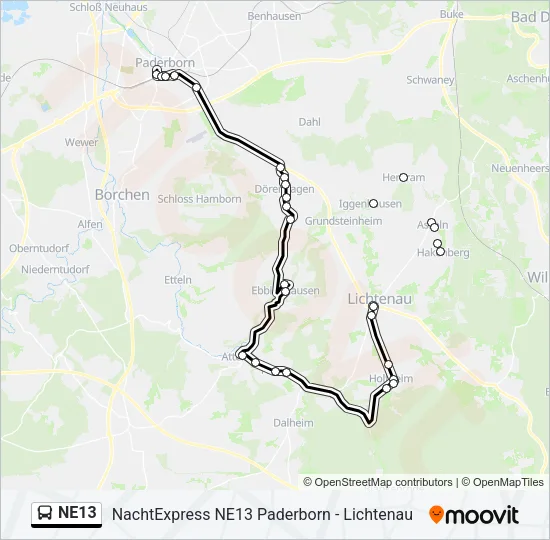 NE13 Bus Line Map