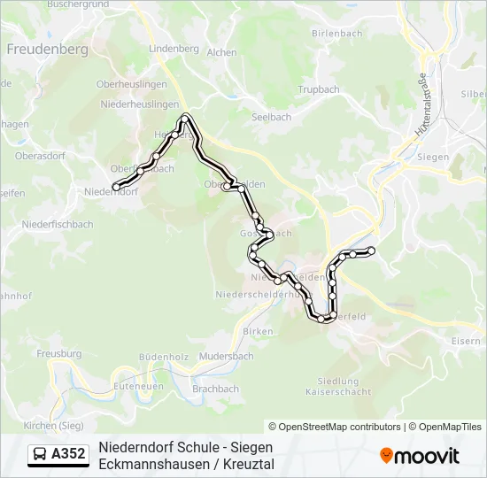 A352 Bus Line Map