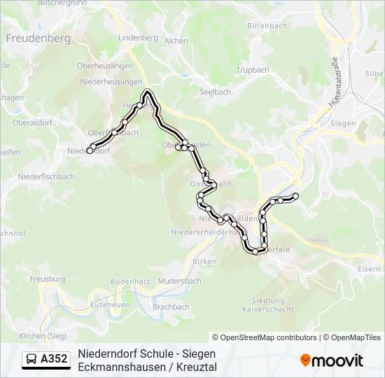 A352 Bus Line Map