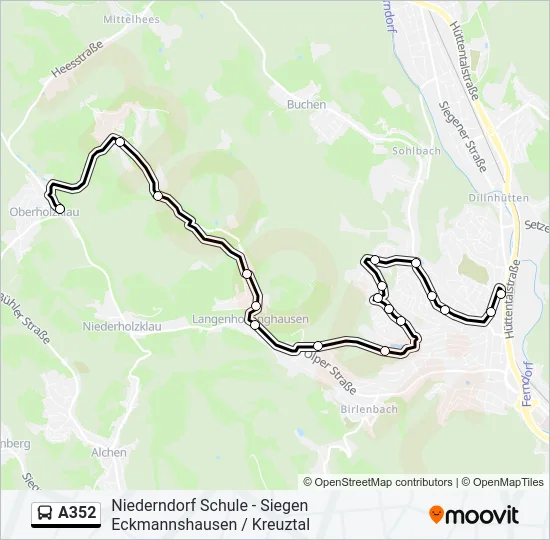 A352 Bus Line Map