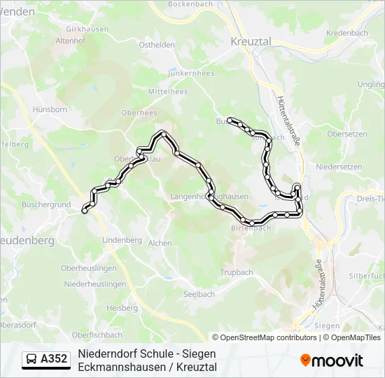 A352 Bus Line Map