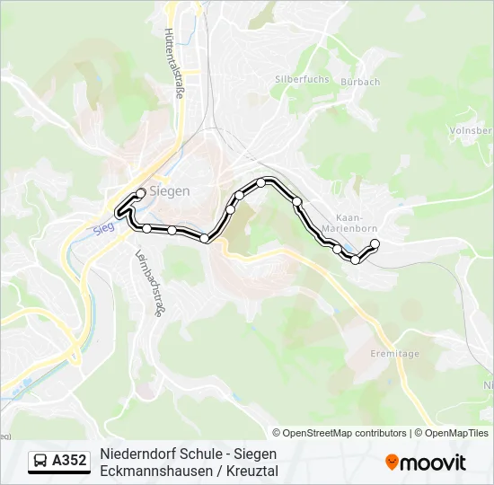 A352 Bus Line Map