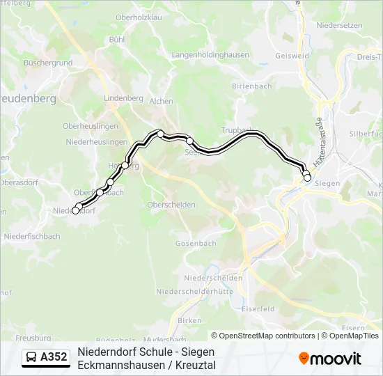 A352 Bus Line Map