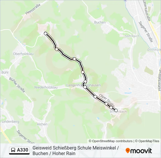 A330 Bus Line Map