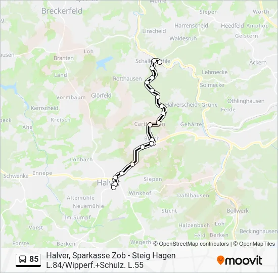 Автобус 85: карта маршрута