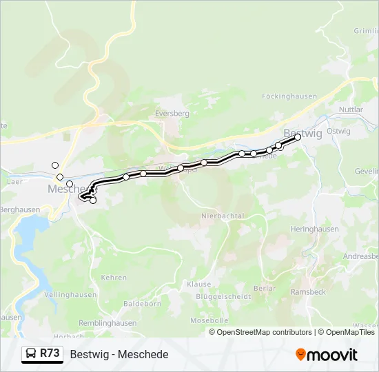 R73 Bus Line Map