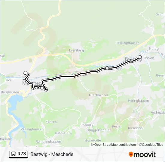 Автобус R73: карта маршрута