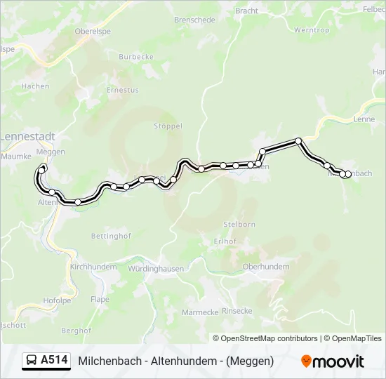 A514 Bus Line Map