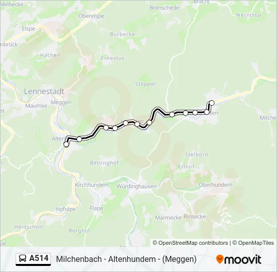 A514 Bus Line Map