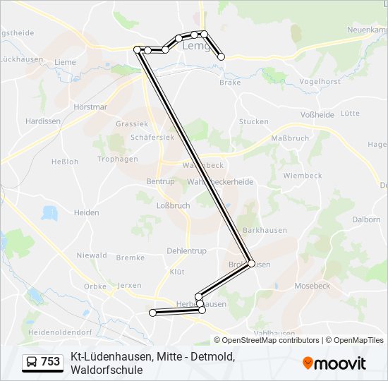 753 bus Line Map