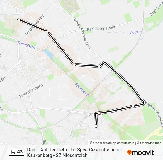 Автобус 43: карта маршрута