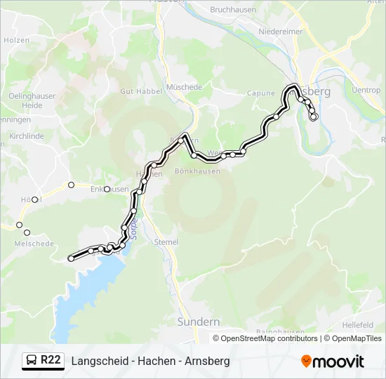 R22 Bus Line Map