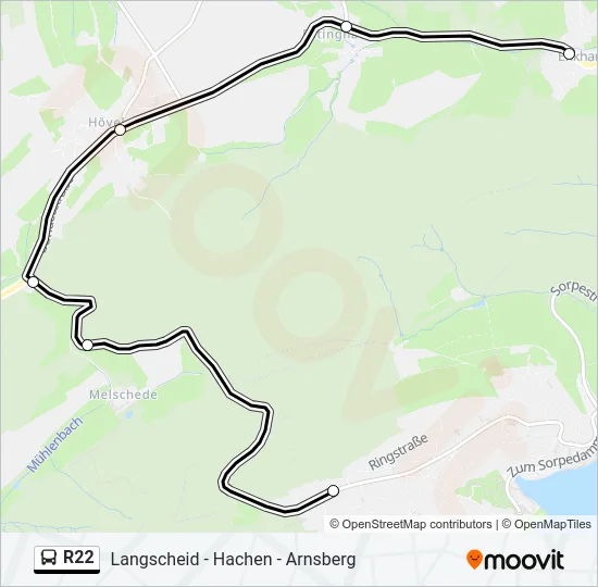 R22 Bus Line Map
