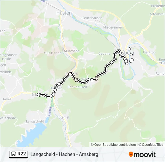 R22 Bus Line Map