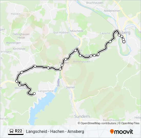 R22 Bus Line Map