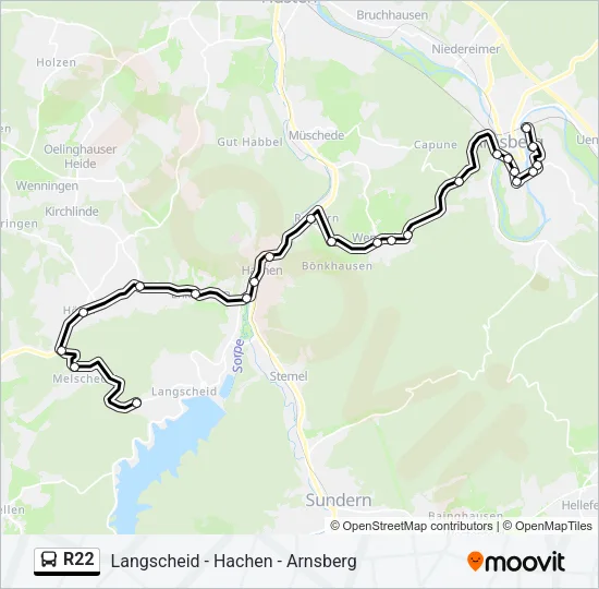 R22 Bus Line Map
