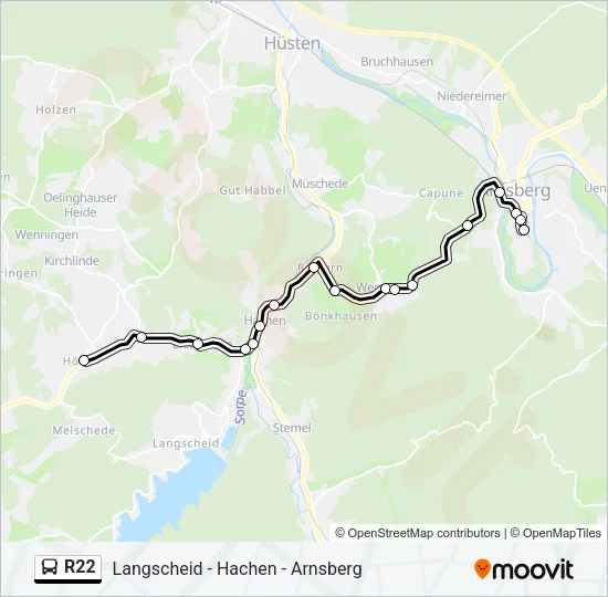 R22 Bus Line Map