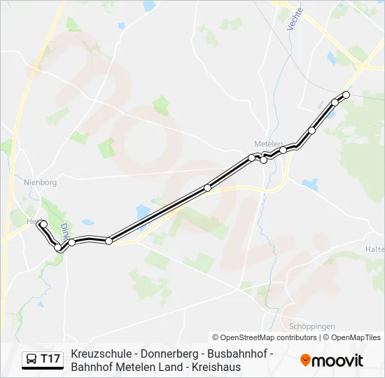 Автобус T17: карта маршрута