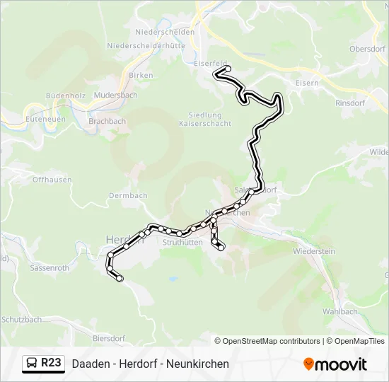 Автобус R23: карта маршрута