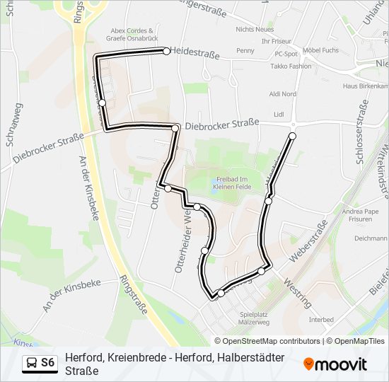 S6 bus Line Map