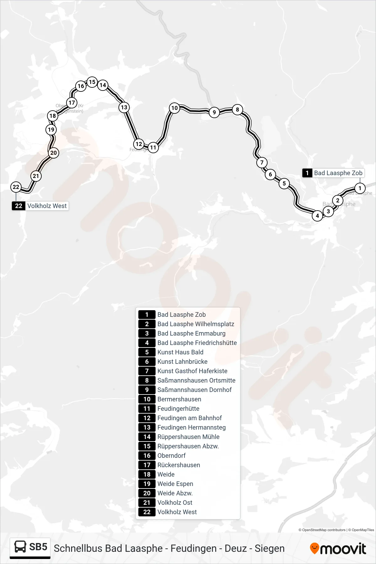 Linie SB5 (Bus) Richtung Volkholz West: Route und Haltestellen auf der Karte