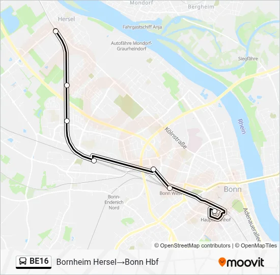 Buslinie BE16 Karte