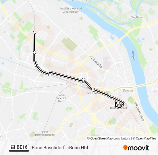 Buslinie BE16 Karte