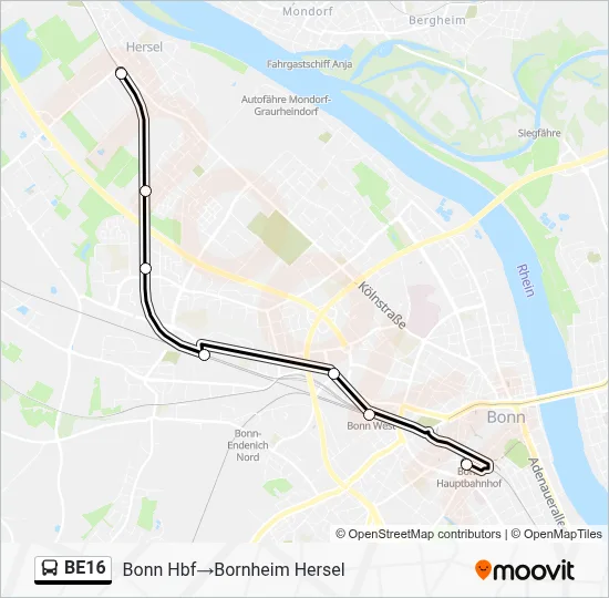 Buslinie BE16 Karte