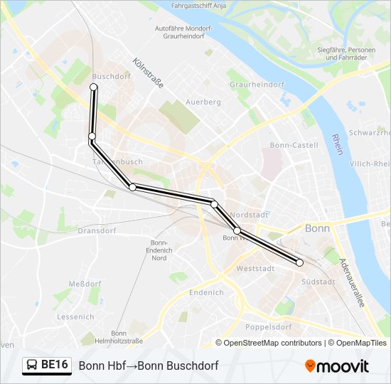 Автобус BE16: карта маршрута