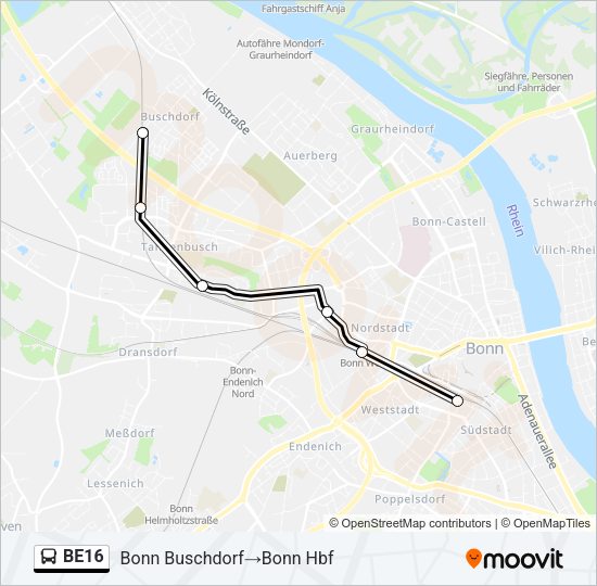 Автобус BE16: карта маршрута