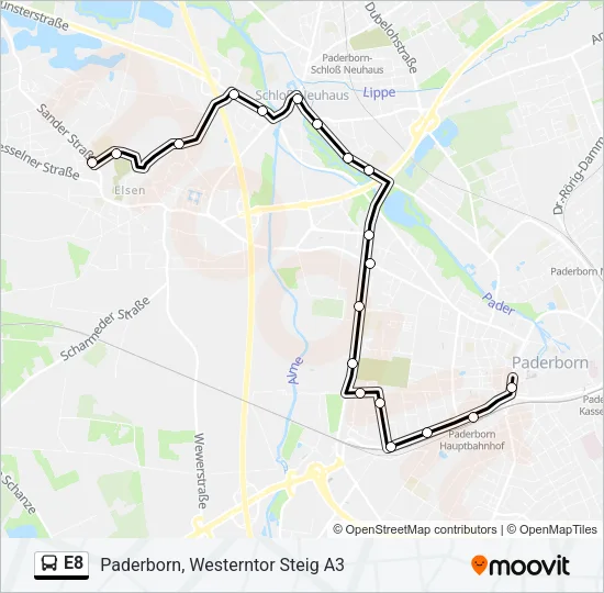 E8 Bus Line Map