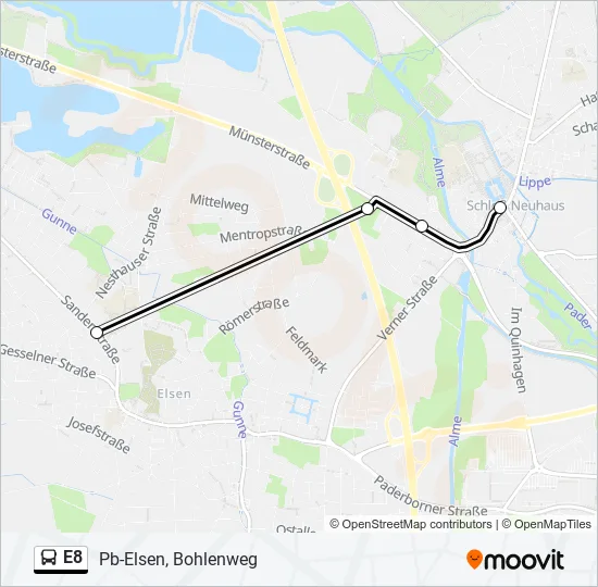 E8 Bus Line Map