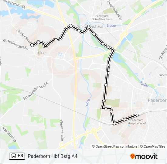 E8 Bus Line Map