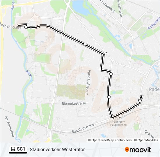 Автобус SC1: карта маршрута