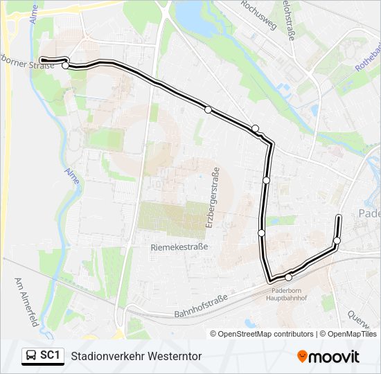 Автобус SC1: карта маршрута