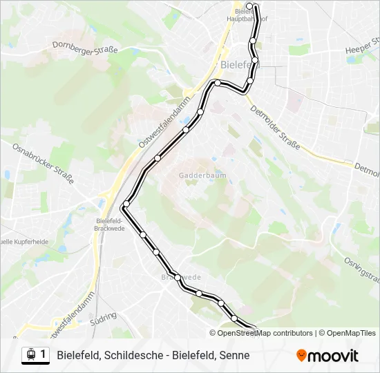 Straßenbahnlinie 1 Karte