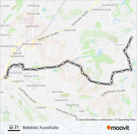 Автобус 21: карта маршрута